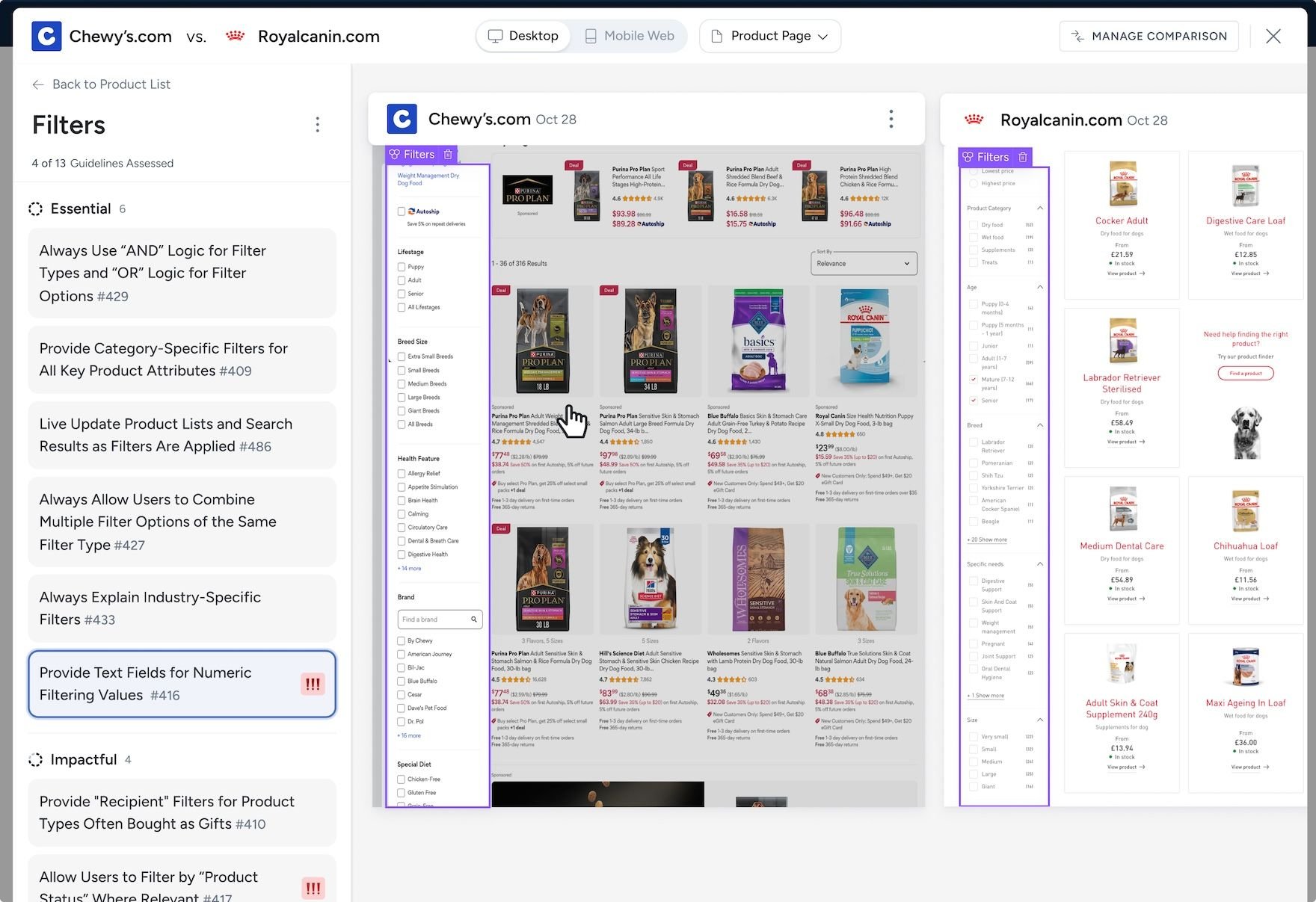 UX-Ray 2.0 scan report for Chewys.com