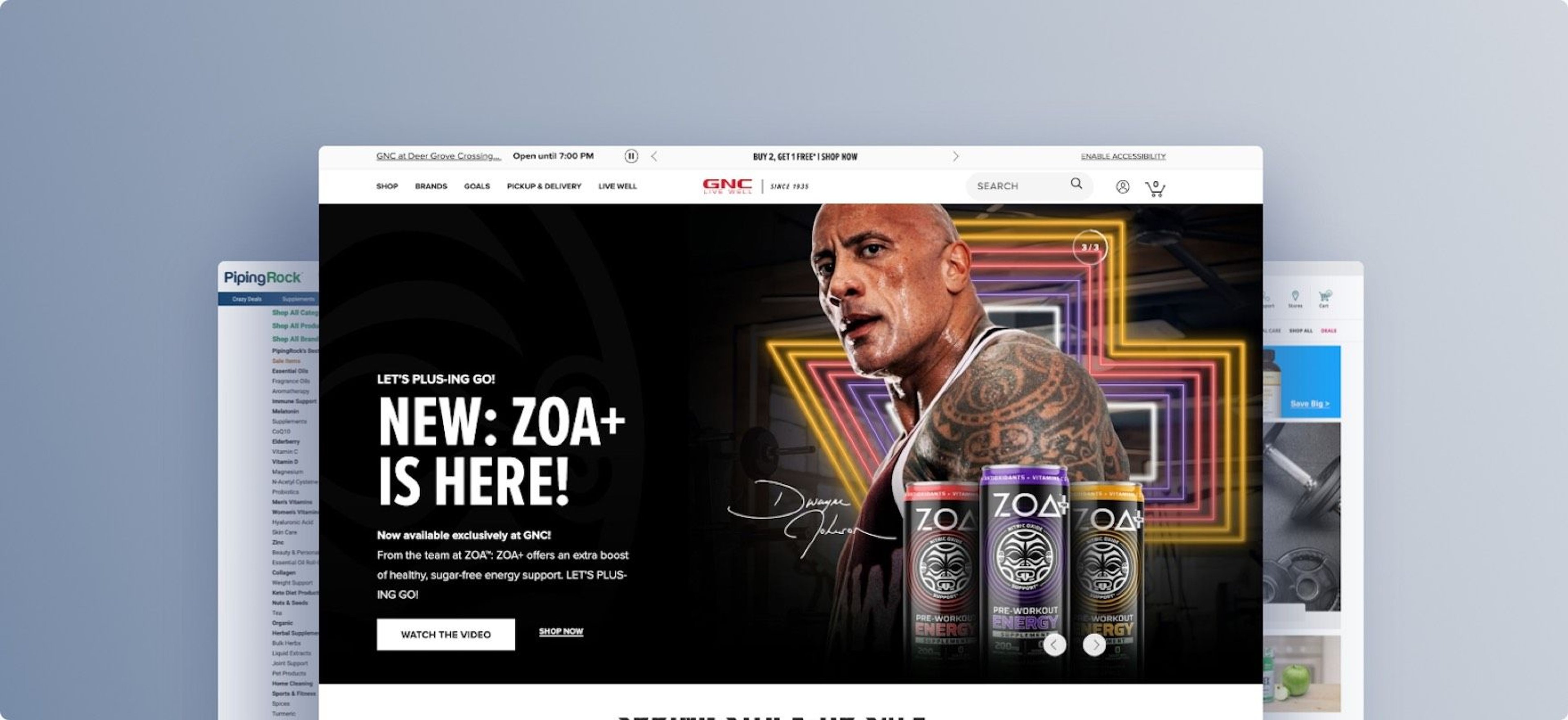 Screenshots of vitamins and supplements ecommerce stores