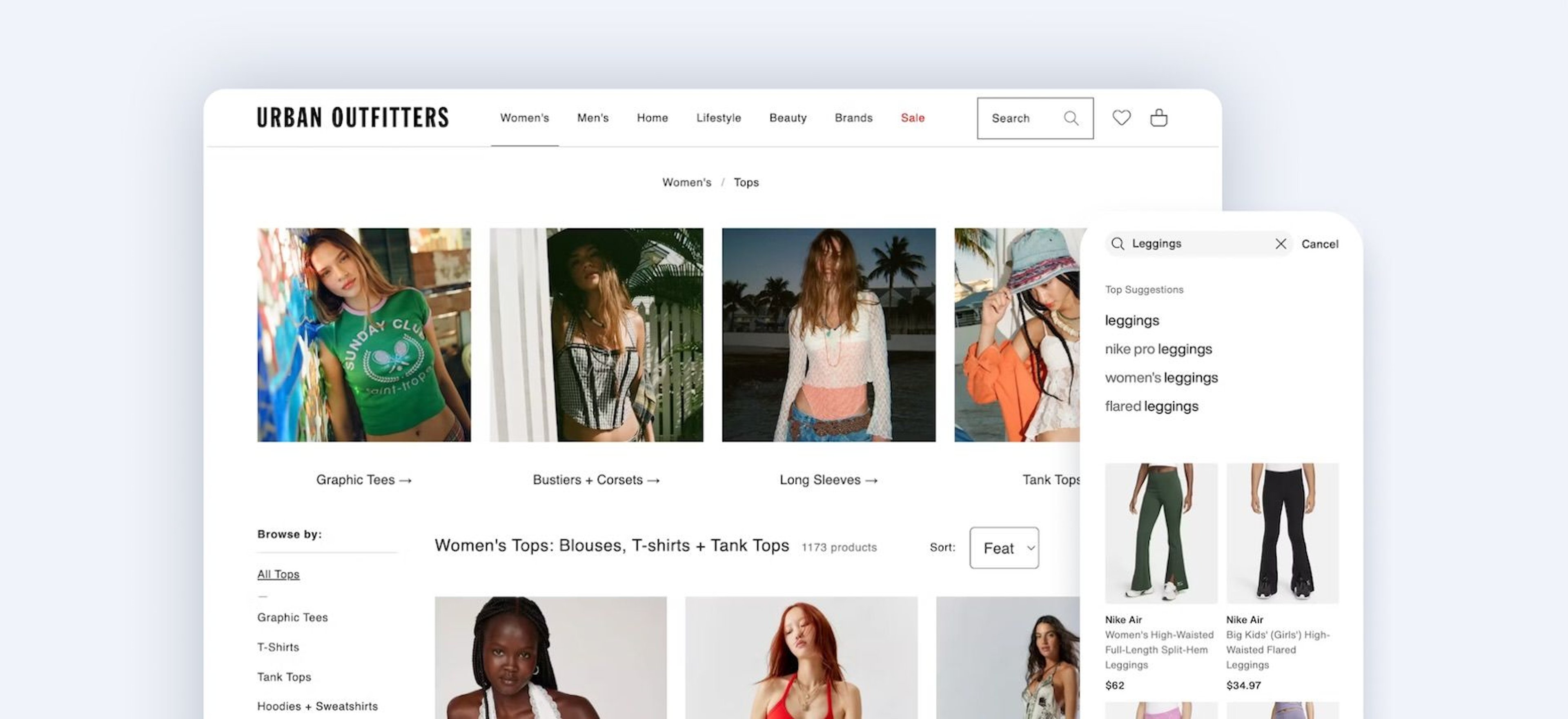 Ecommerce sites with search and filter options visible
