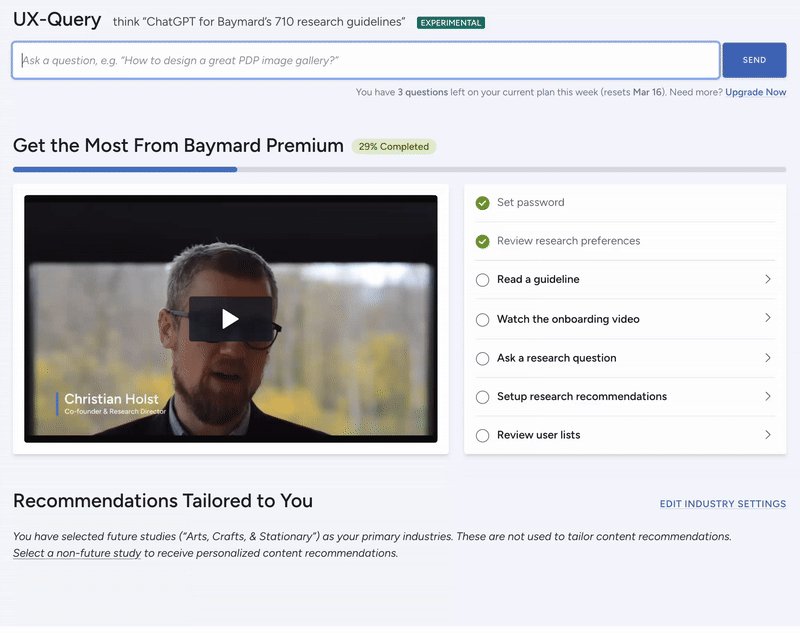 Gif showing a user asking UX-Query a question