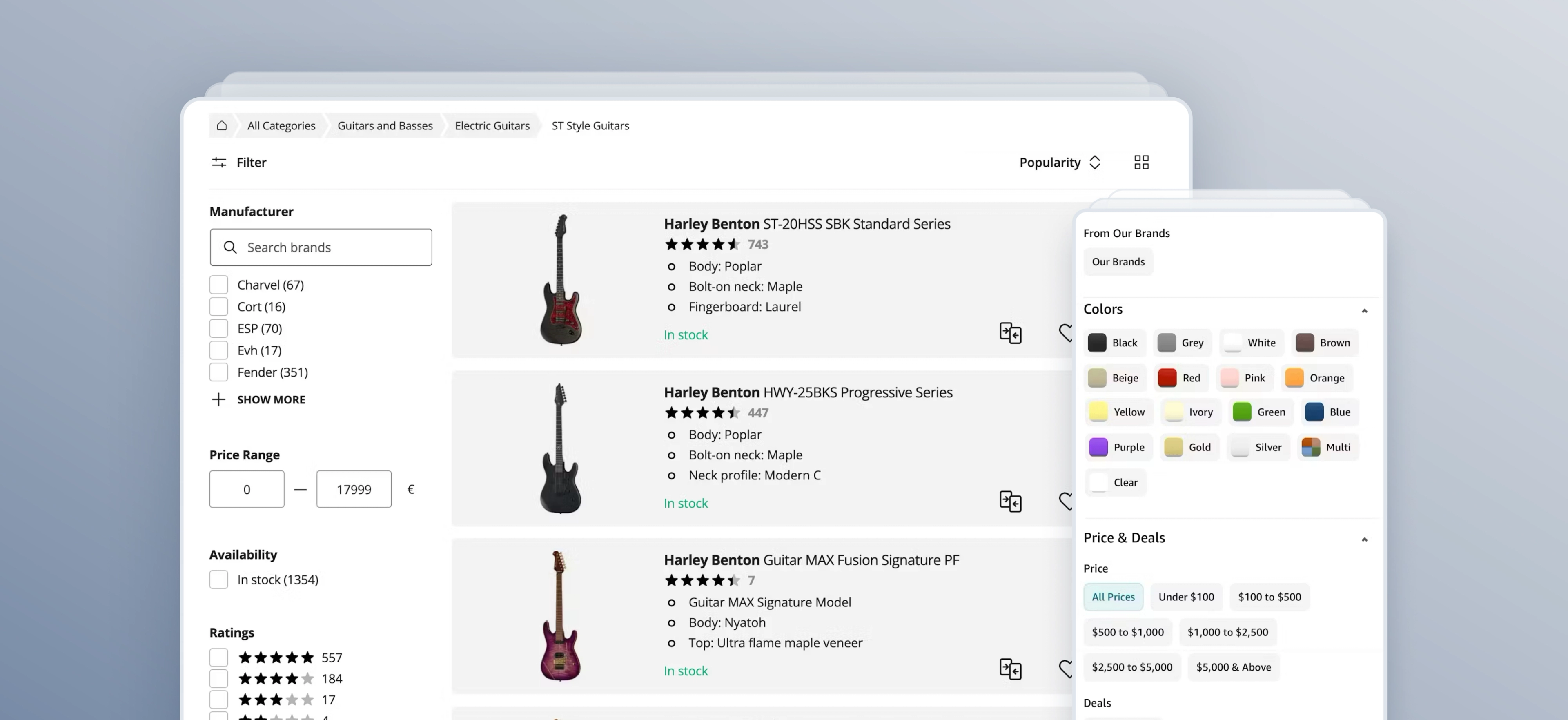 Ecommerce filters on a desktop and mobile site
