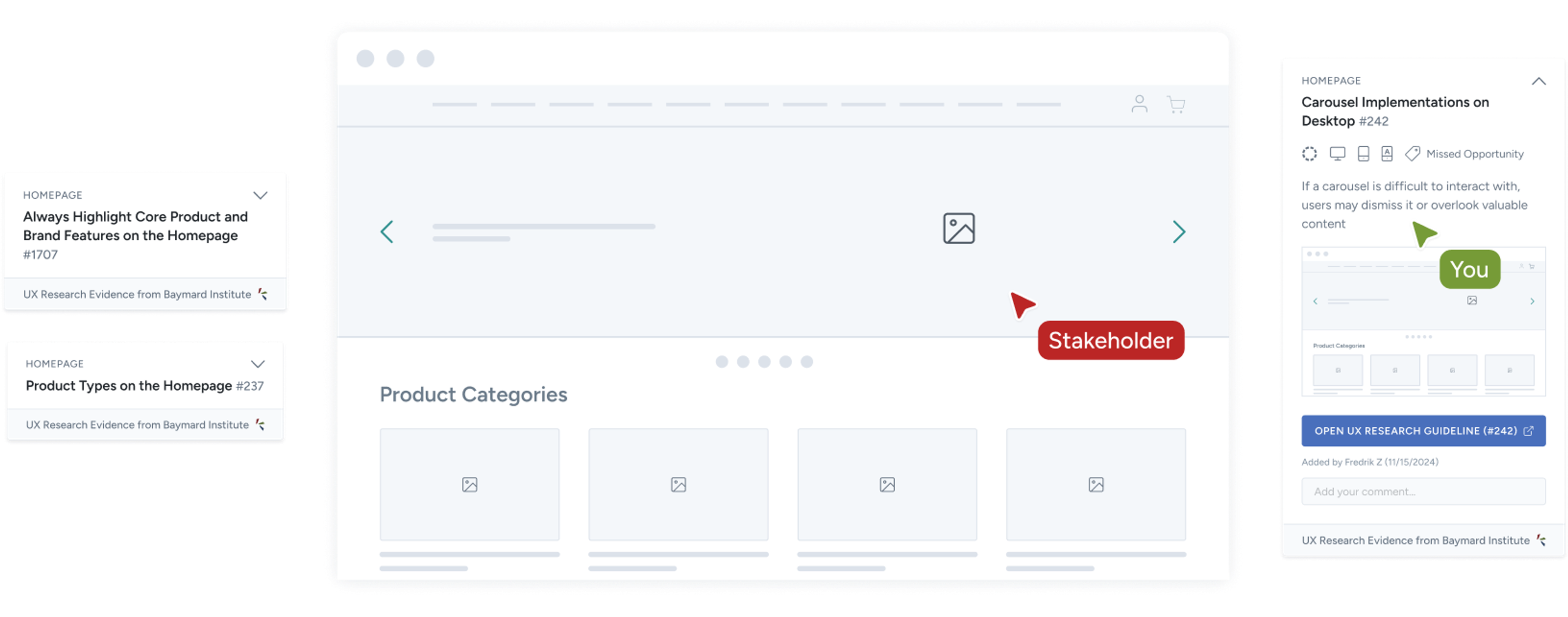 Several users interacting with UX Best Practice Cards in a Figma design