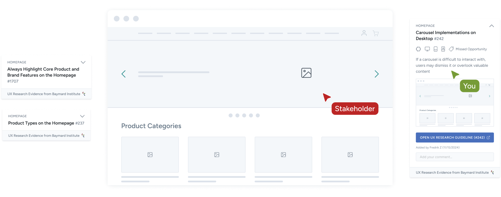 Several users interacting with UX Best Practice Cards in a Figma design