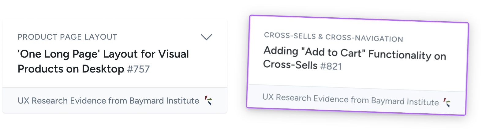 Two UX Best Practice Cards with one being dragged in a Figma design
