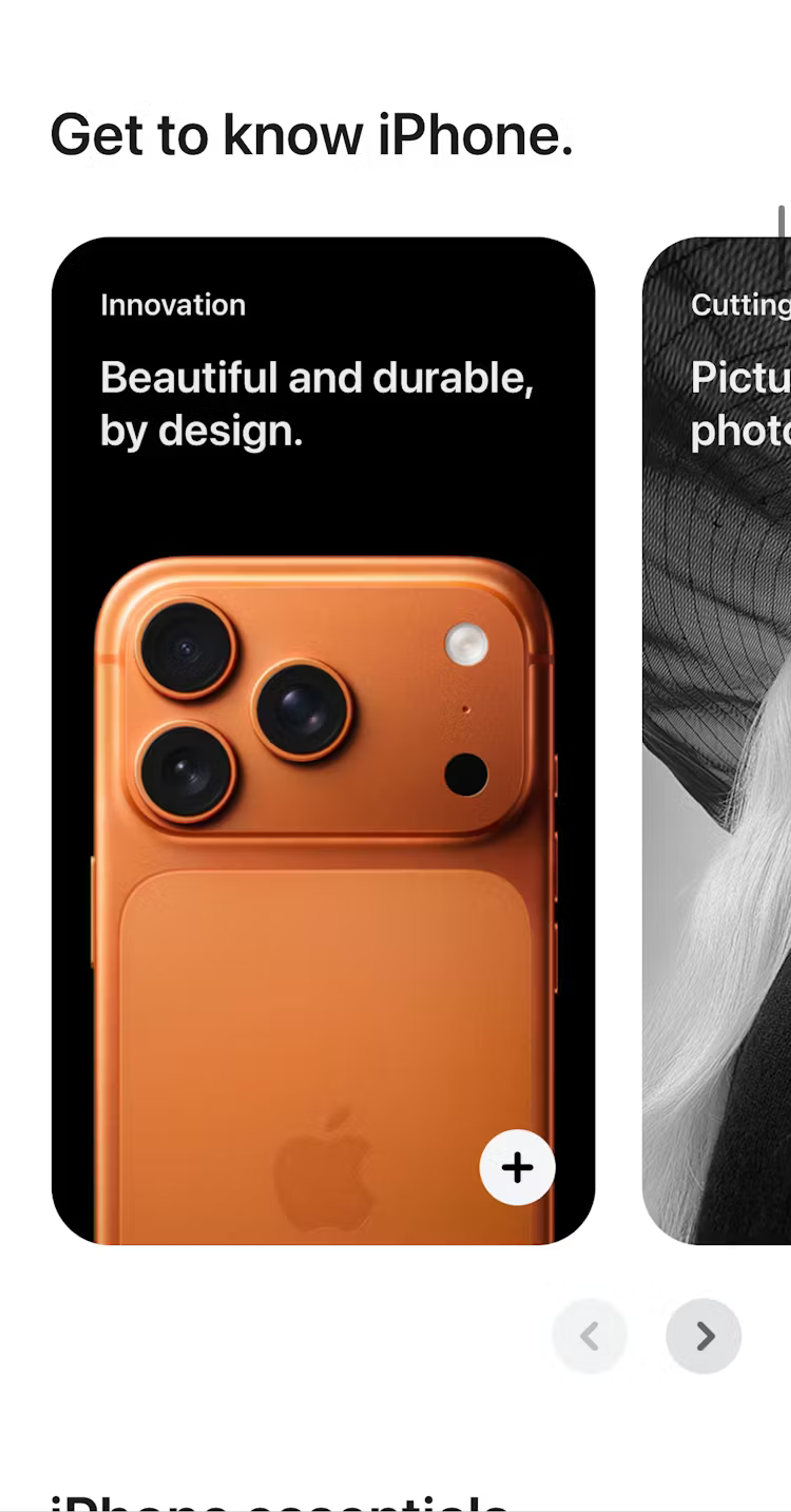 Links to informational content on the Apple iPhone category page