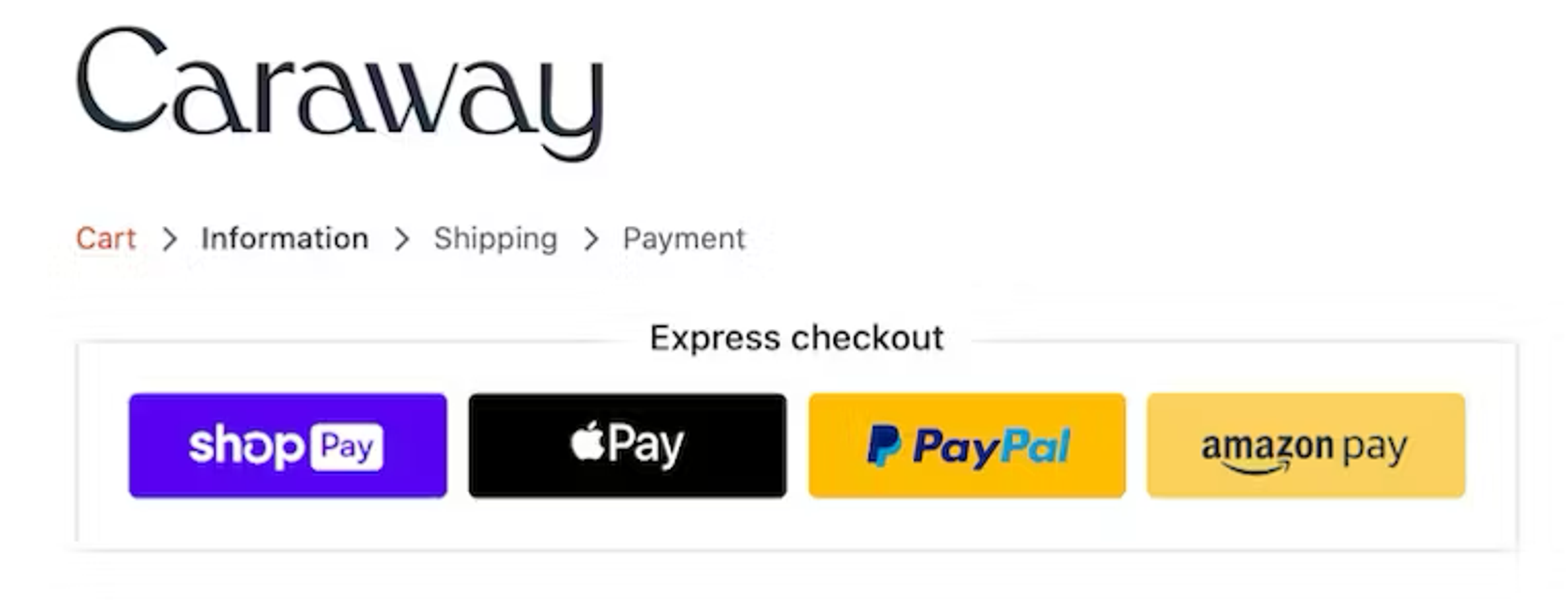Caraway checkout showing third party payment options