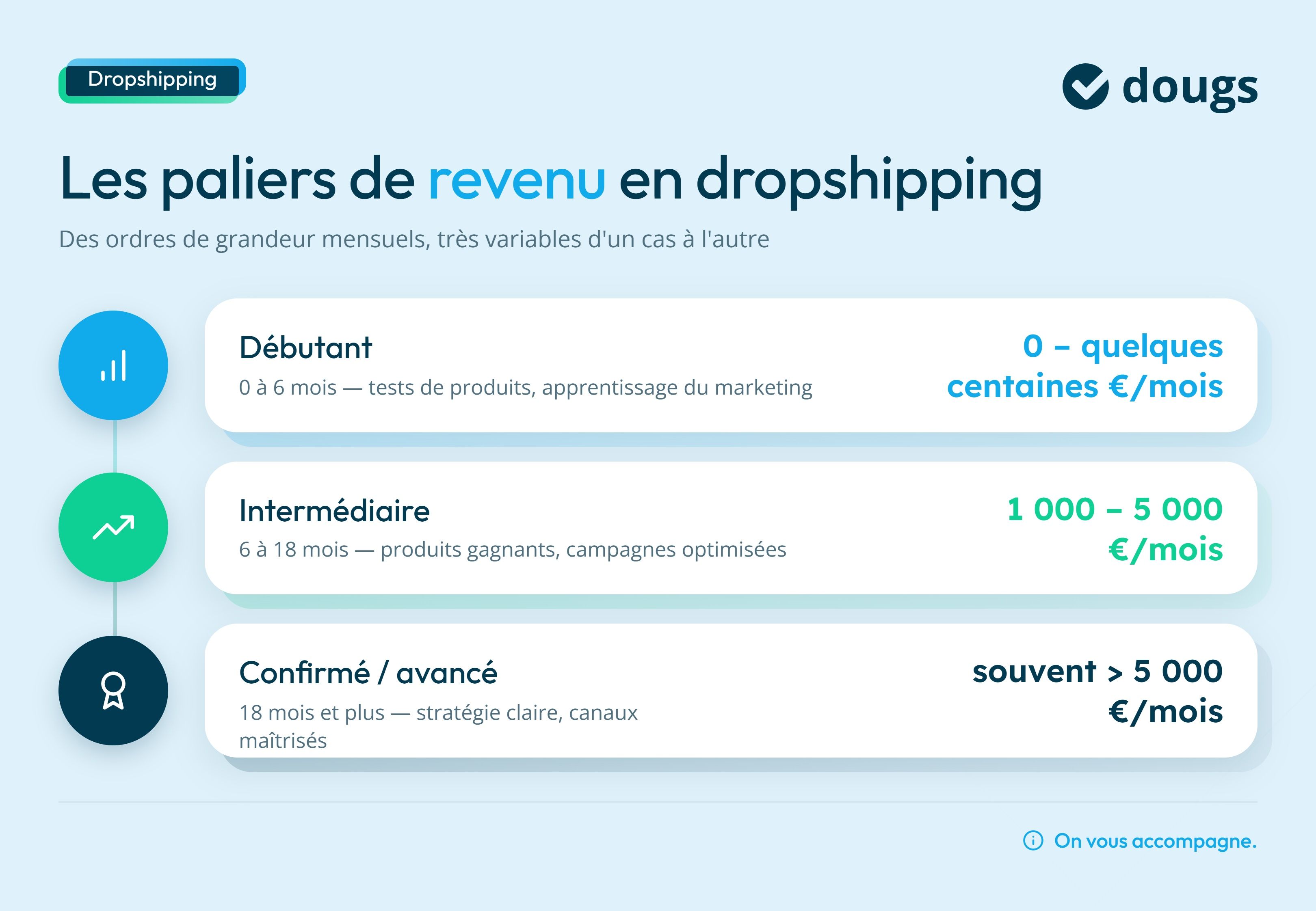 Infographie Les paliers de revenu en dropshipping