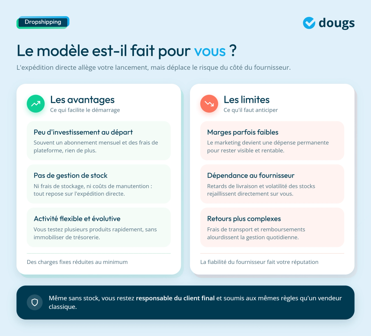 infographie avantages/inconvénients dropshipping