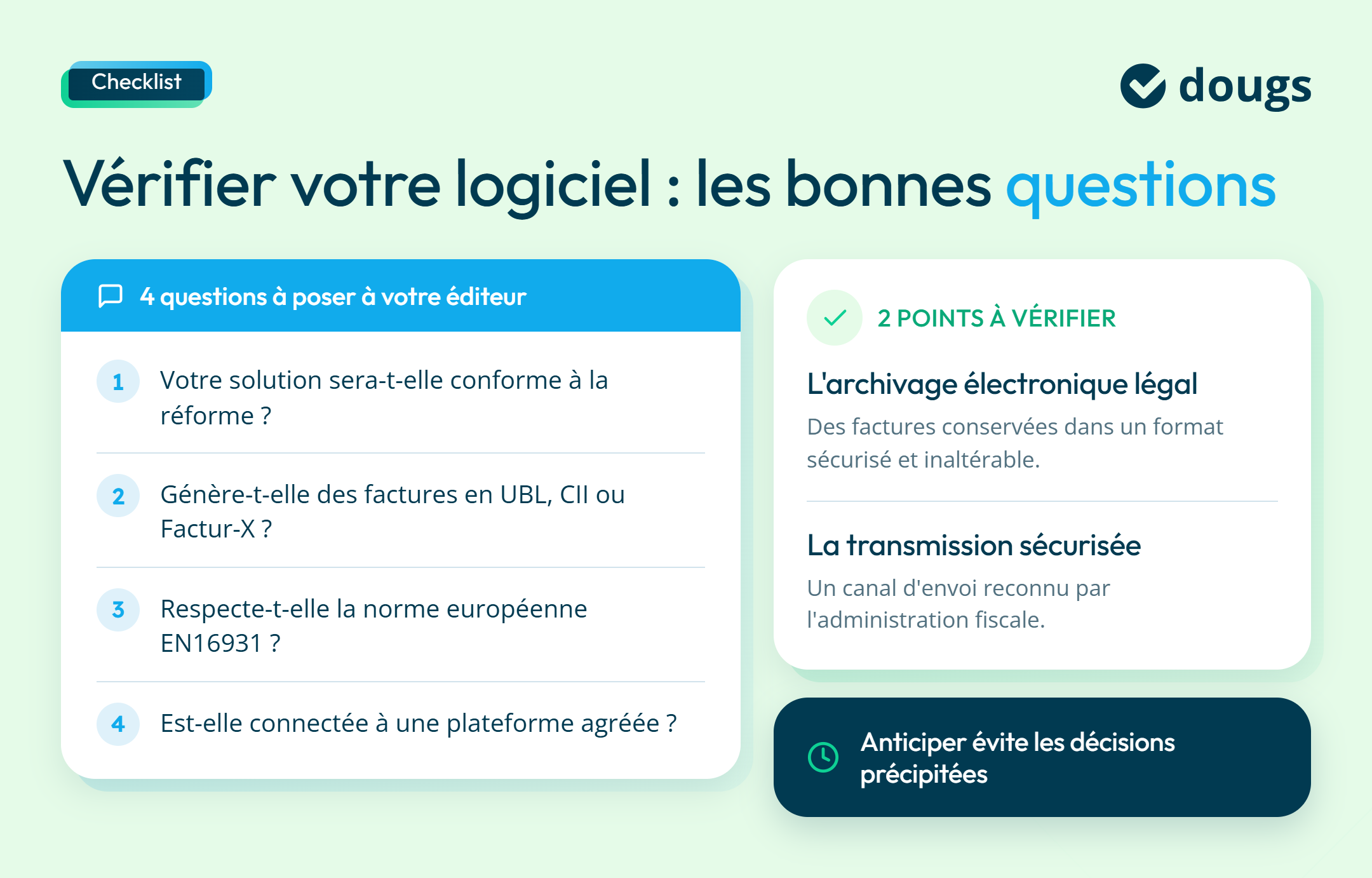 Infographie sur comment vérifier que votre logiciel est adapté