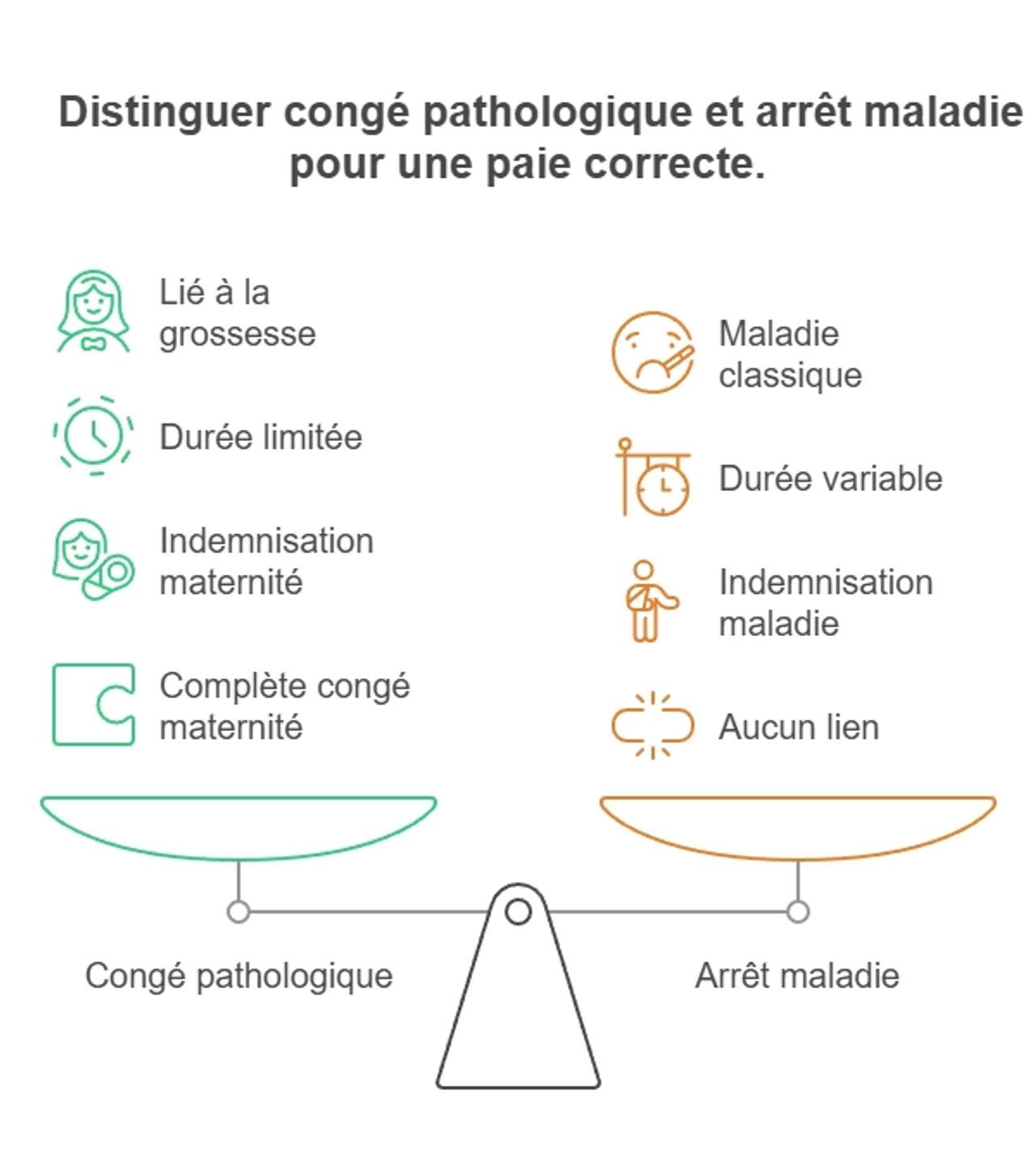 Infographie congé pathologique vs arrêt maladie