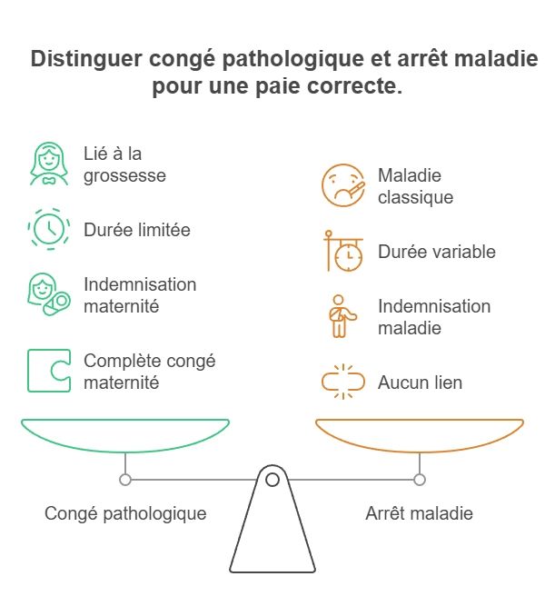 Infographie congé pathologique vs arrêt maladie