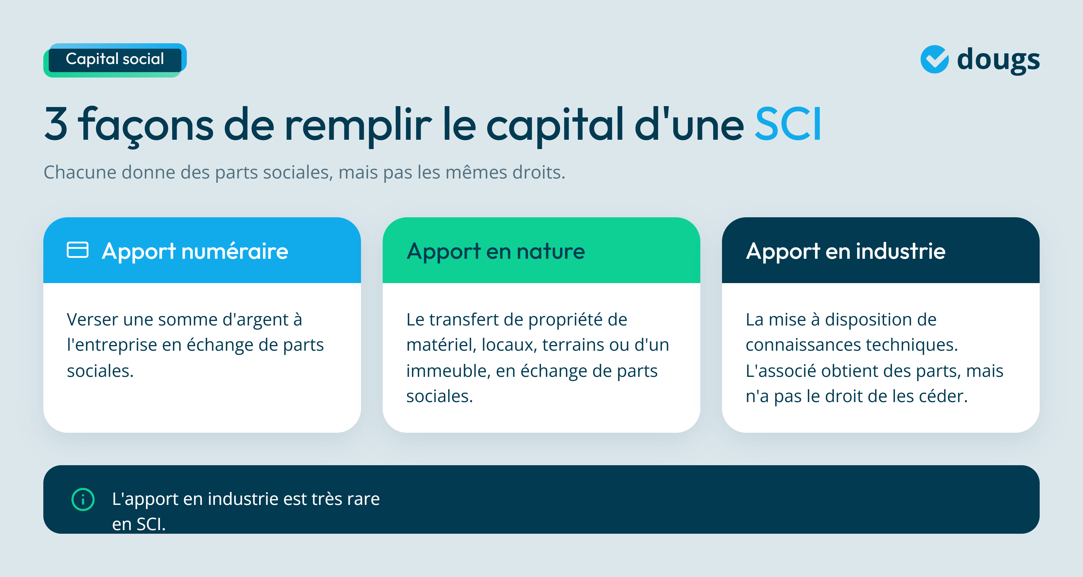 Infographie - 3 façons de remplir le capital d'une SCI