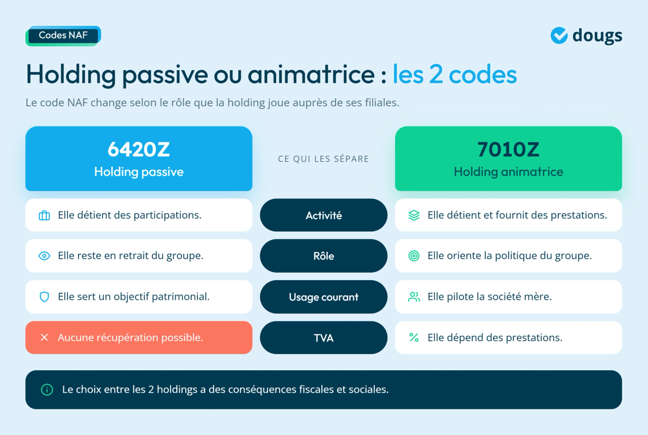 Infographie - Les 2 codes de la holding
