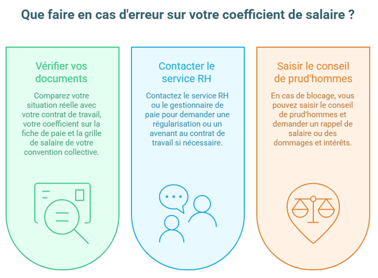infographie que faire en cas d'erreur sur votre coefficient de salaire