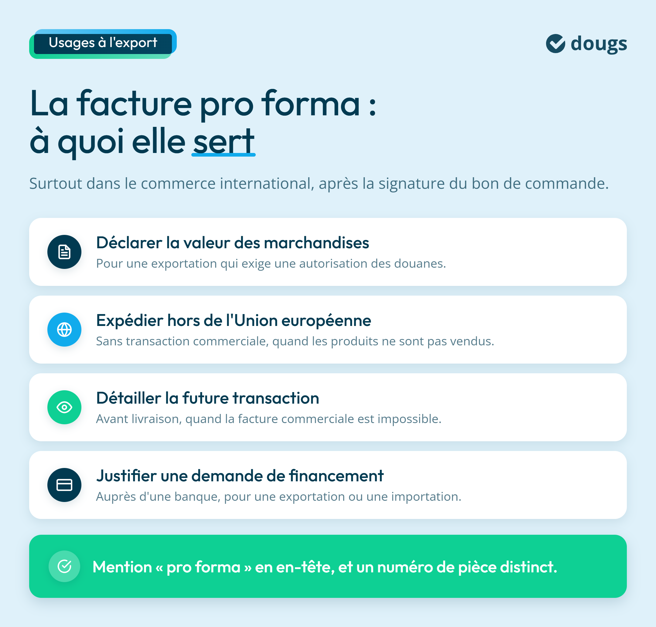 Infographie : La facture pro forma : à quoi elle sert