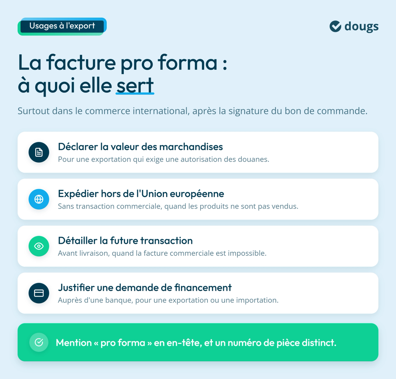 Infographie : La facture pro forma : à quoi elle sert