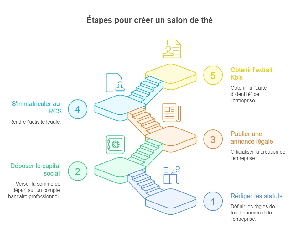 Infographie étapes pour créer un salon de thé
