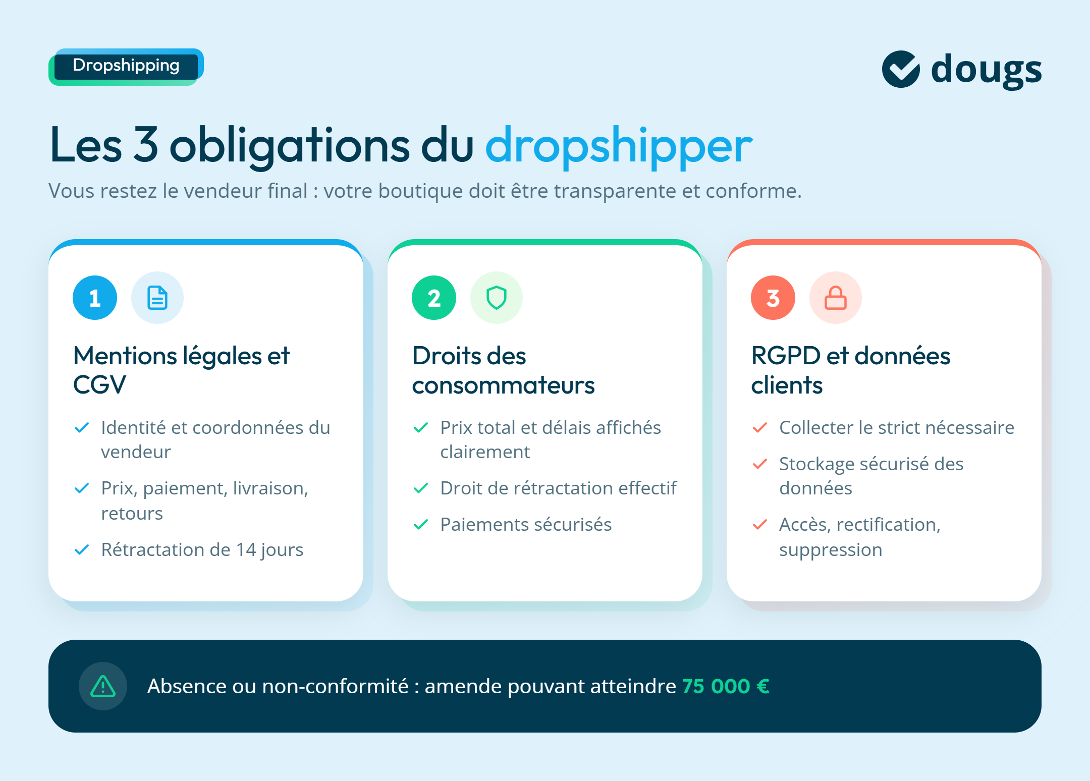 Infographie des obligations du dropshipper