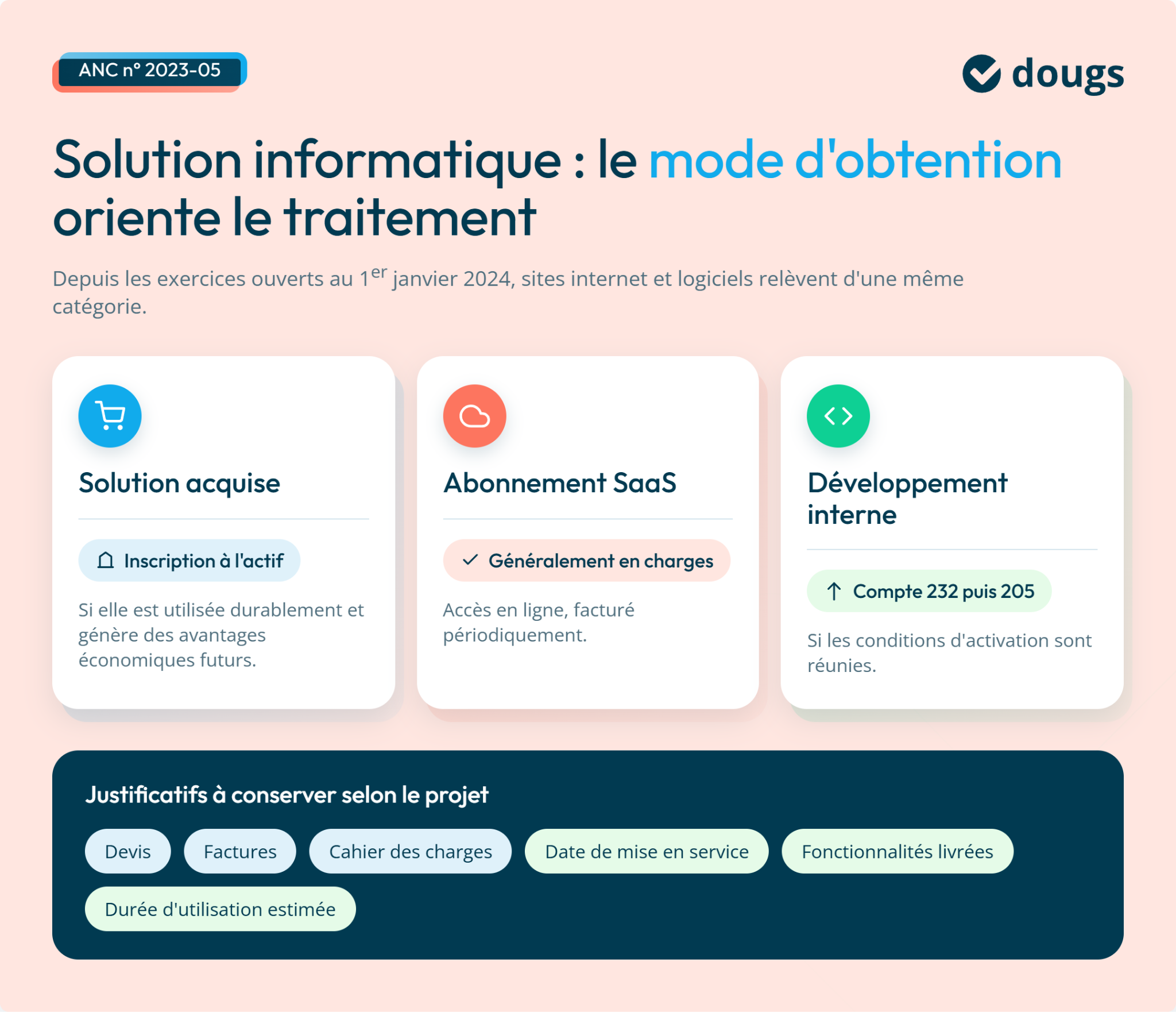 Visuel d'une interface présentant des options d'amortissement pour un site internet et un abonnement SaaS