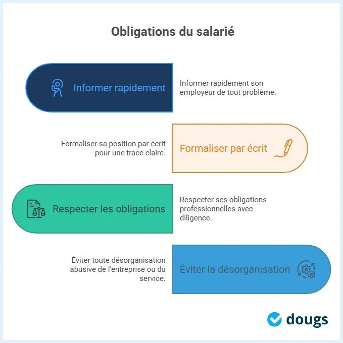 Infographie: obligation du salarié lorsqu'il évoque la clause de conscience
