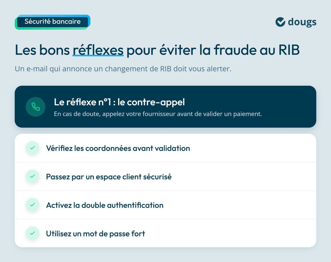 infographie : Les bons réflexes pour éviter la fraude au RIB