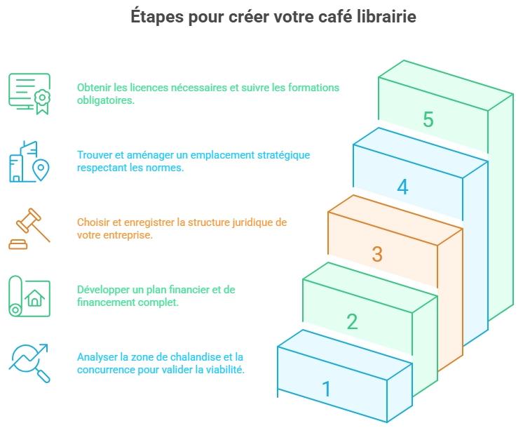 infographie étapes pour créer votre café librairie