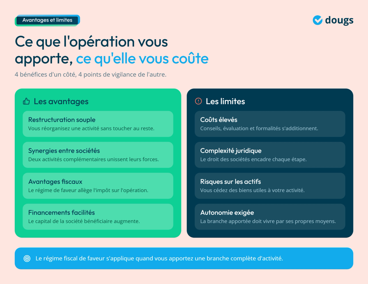 Infographie - Avantages et Inconvénients de l'apport partiel d'actifs