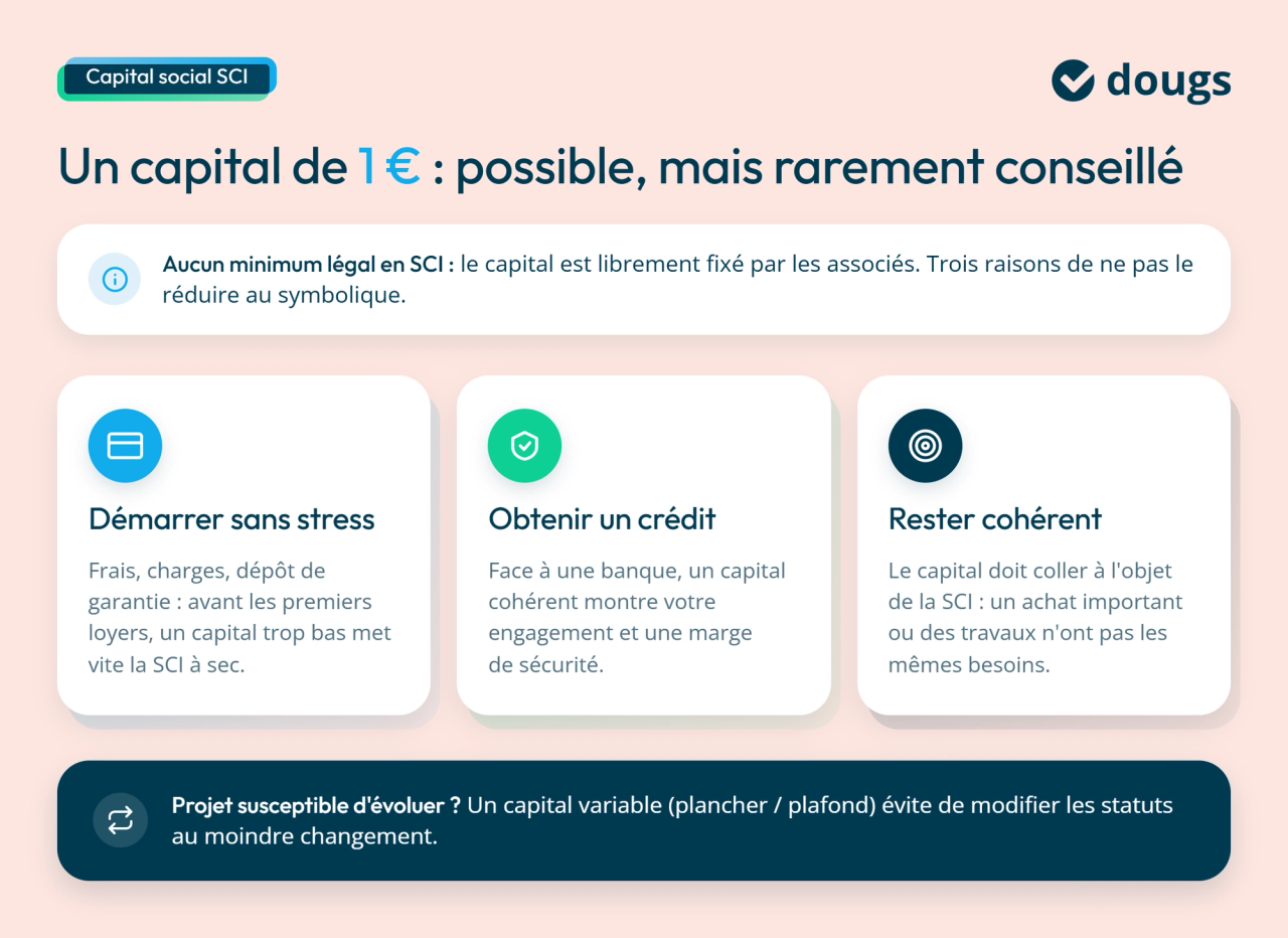 Infographie sur pourquoi éviter le capital à 1 €
