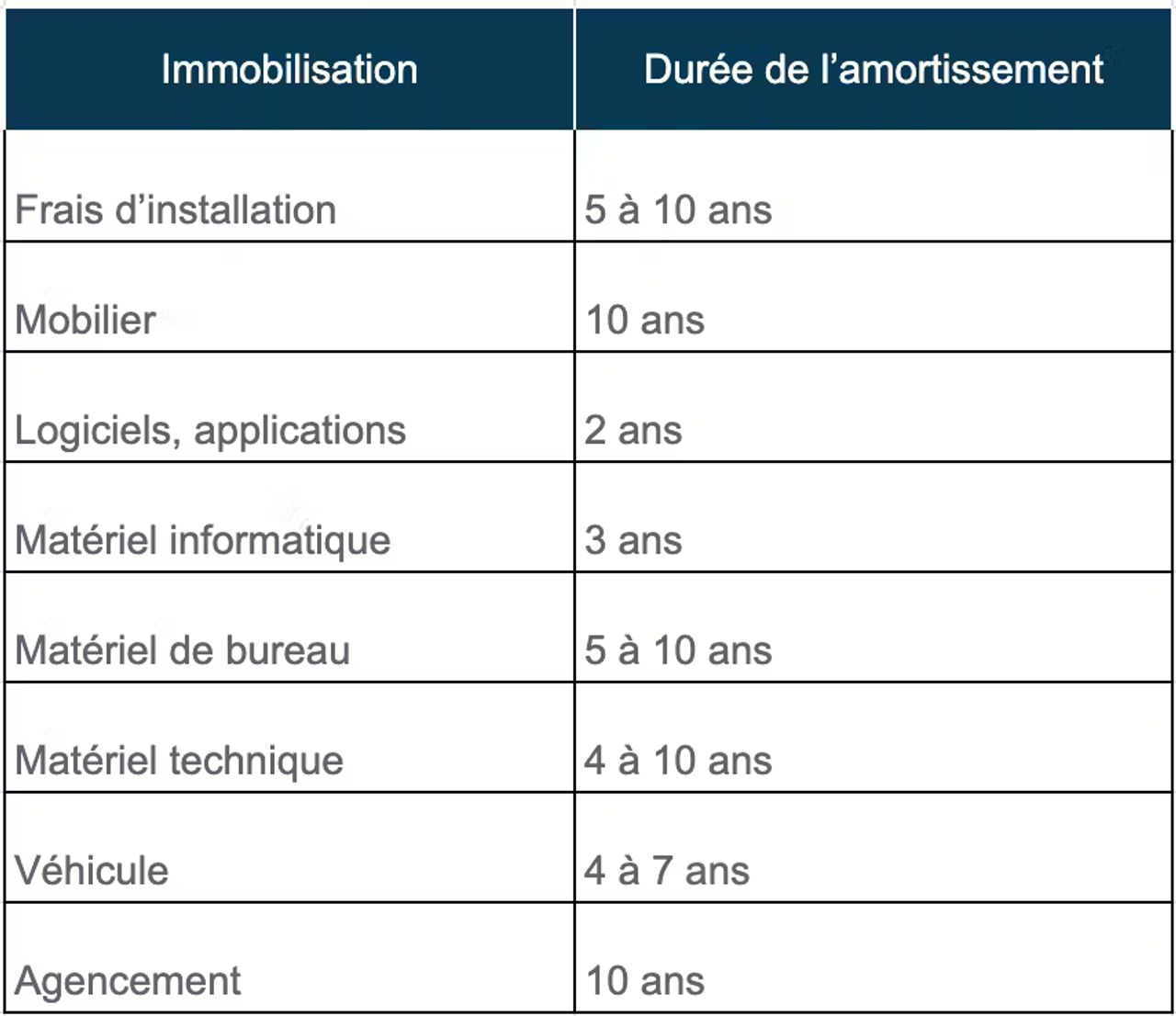 Infographie tableau amortissement