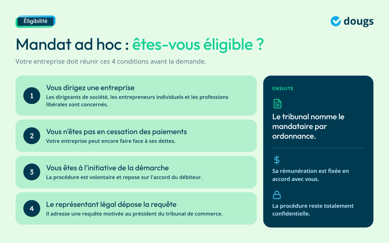 Infographie - Mandat ad hoc : êtes-vous éligible ?