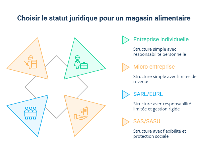 Infographie sur les statuts pour ouvrir un magasin alimentaire