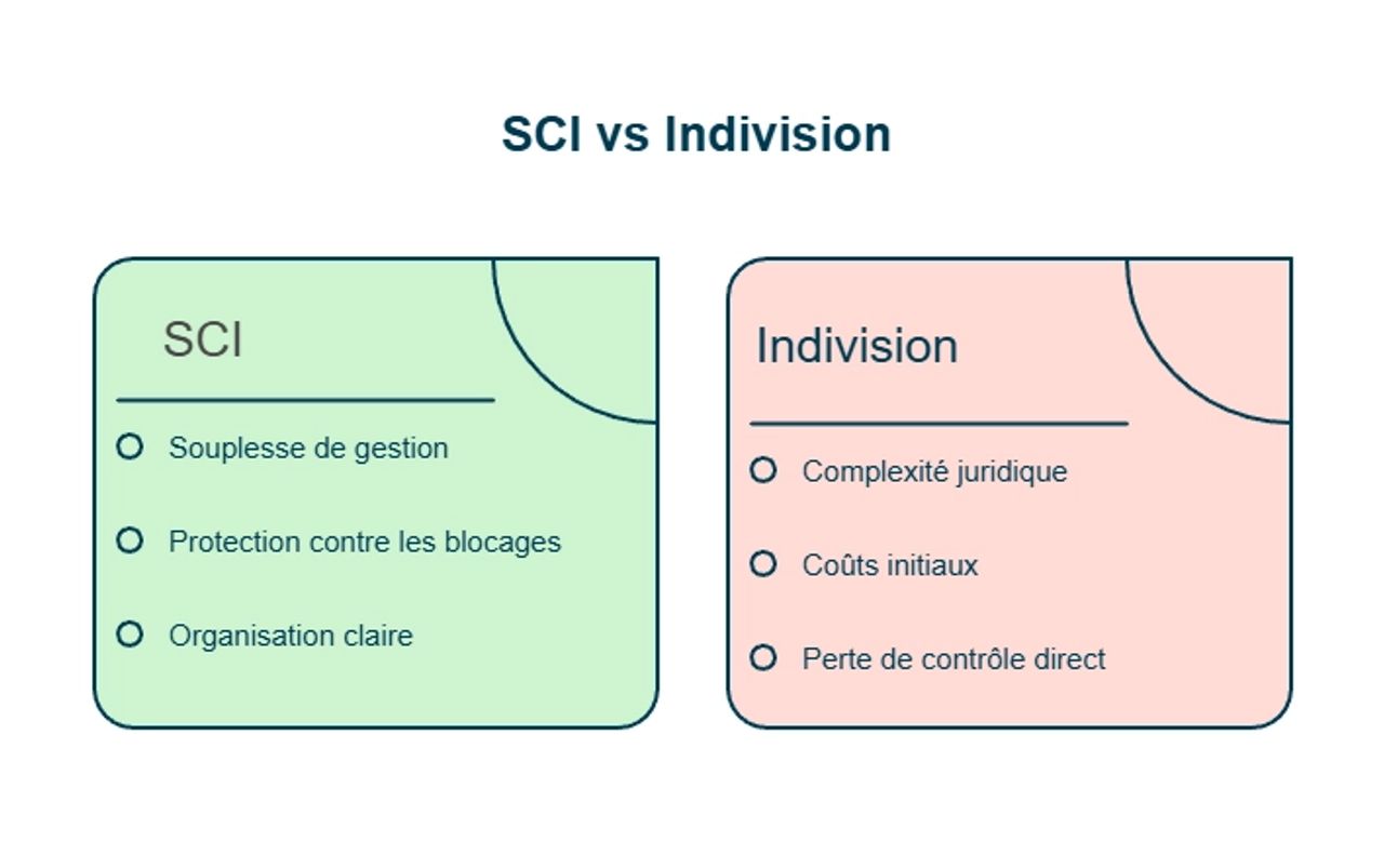 infographie sur les différences entre SCI et indivision