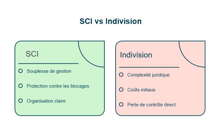 infographie sur les différences entre SCI et indivision