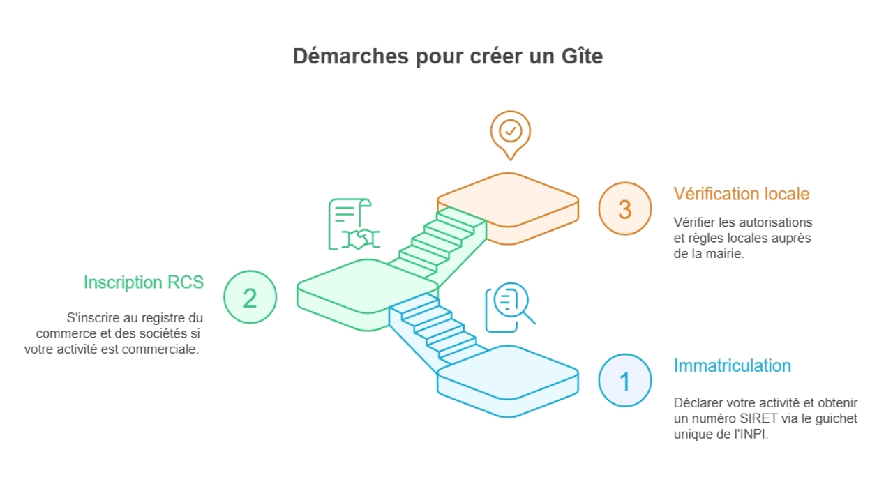 Infographie sur les démarches à suivre pour créer un gîte