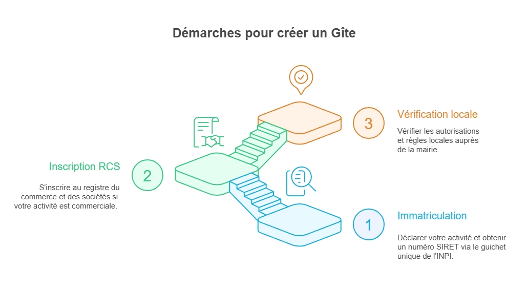 Infographie sur les démarches à suivre pour créer un gîte