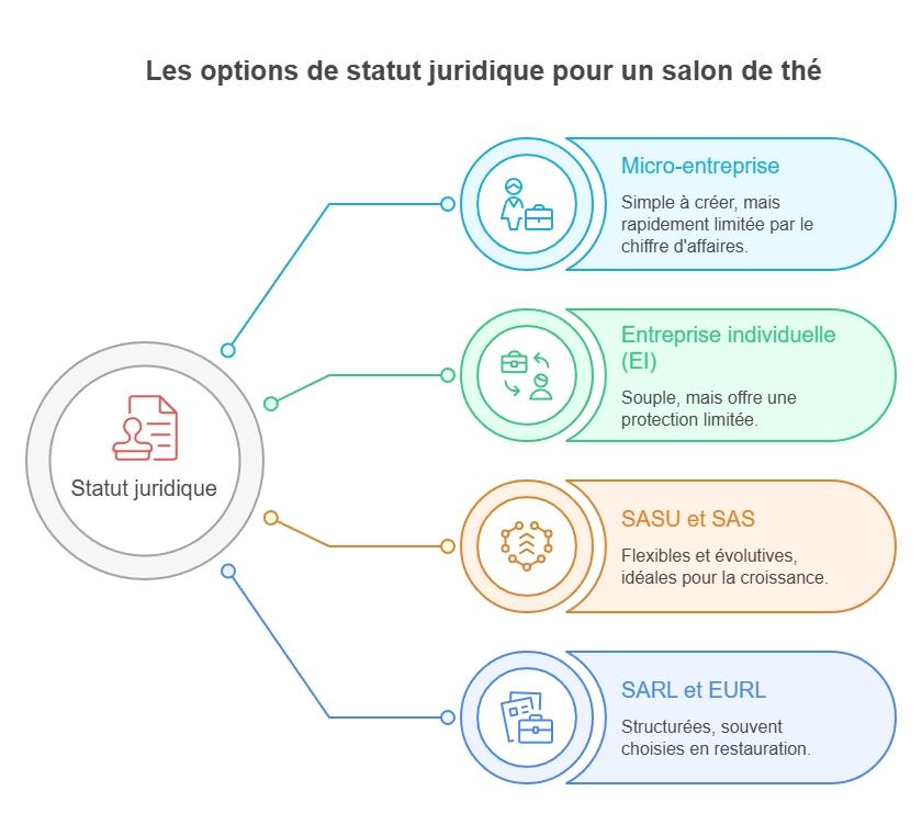 Infographie options de statut juridique pour salon de thé
