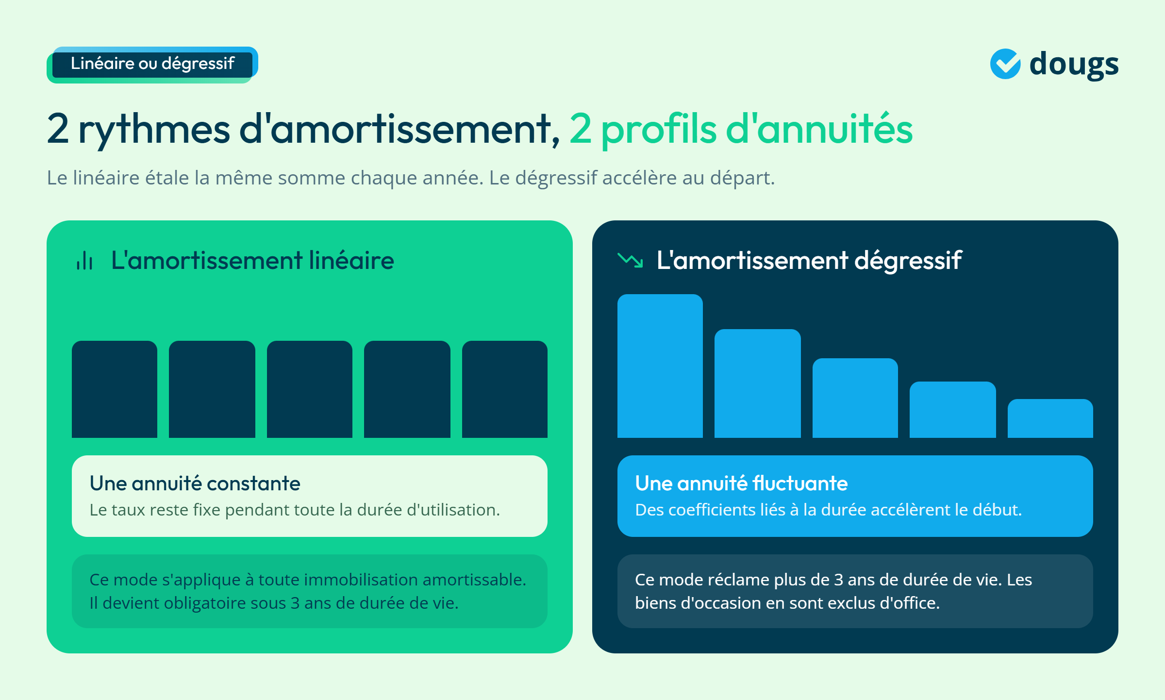 Infographie - Les 2 rythmes d'amortissements