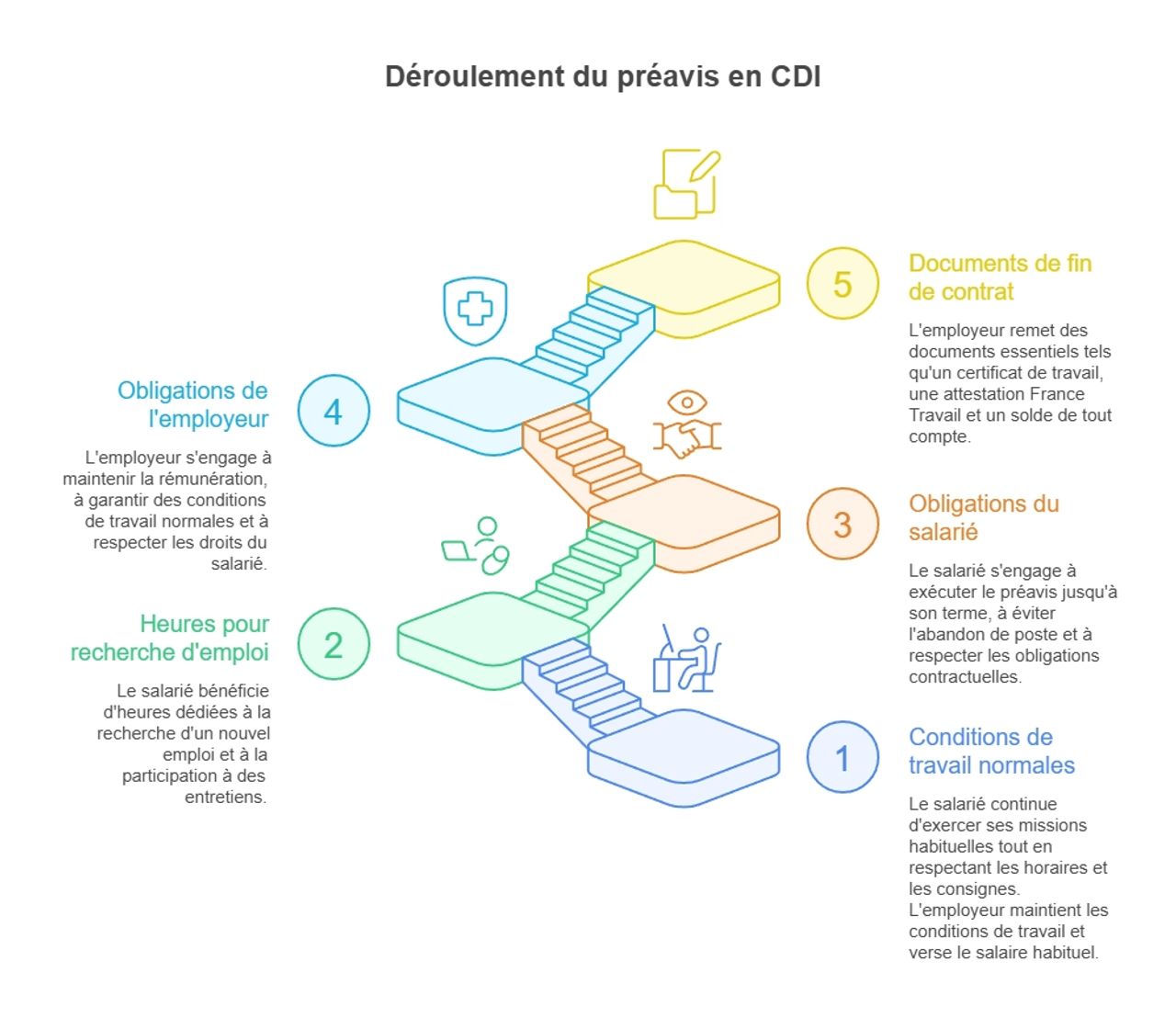Infographie sur le déroulement du préavis en CDI
