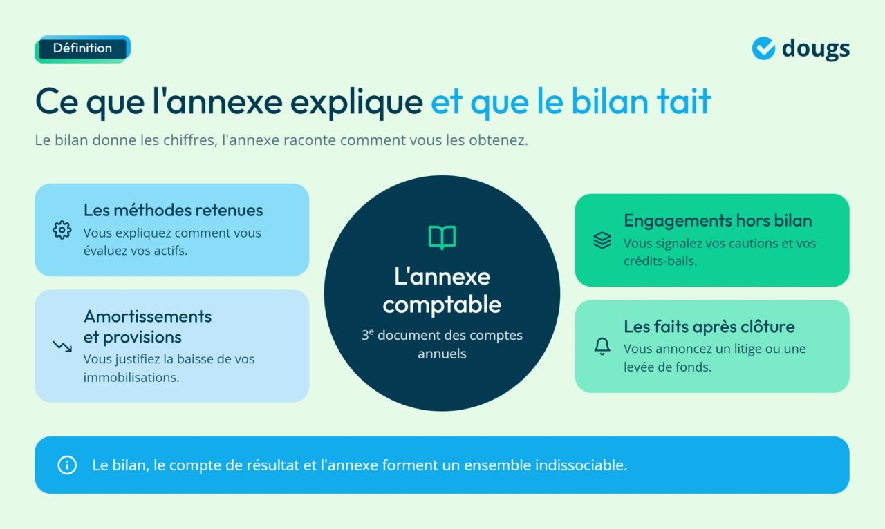 Infographie - Ce que l'annexe explique et que le bilan fait