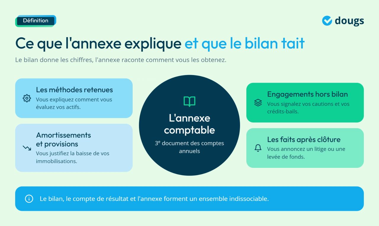 Infographie - Ce que l'annexe explique et que le bilan fait