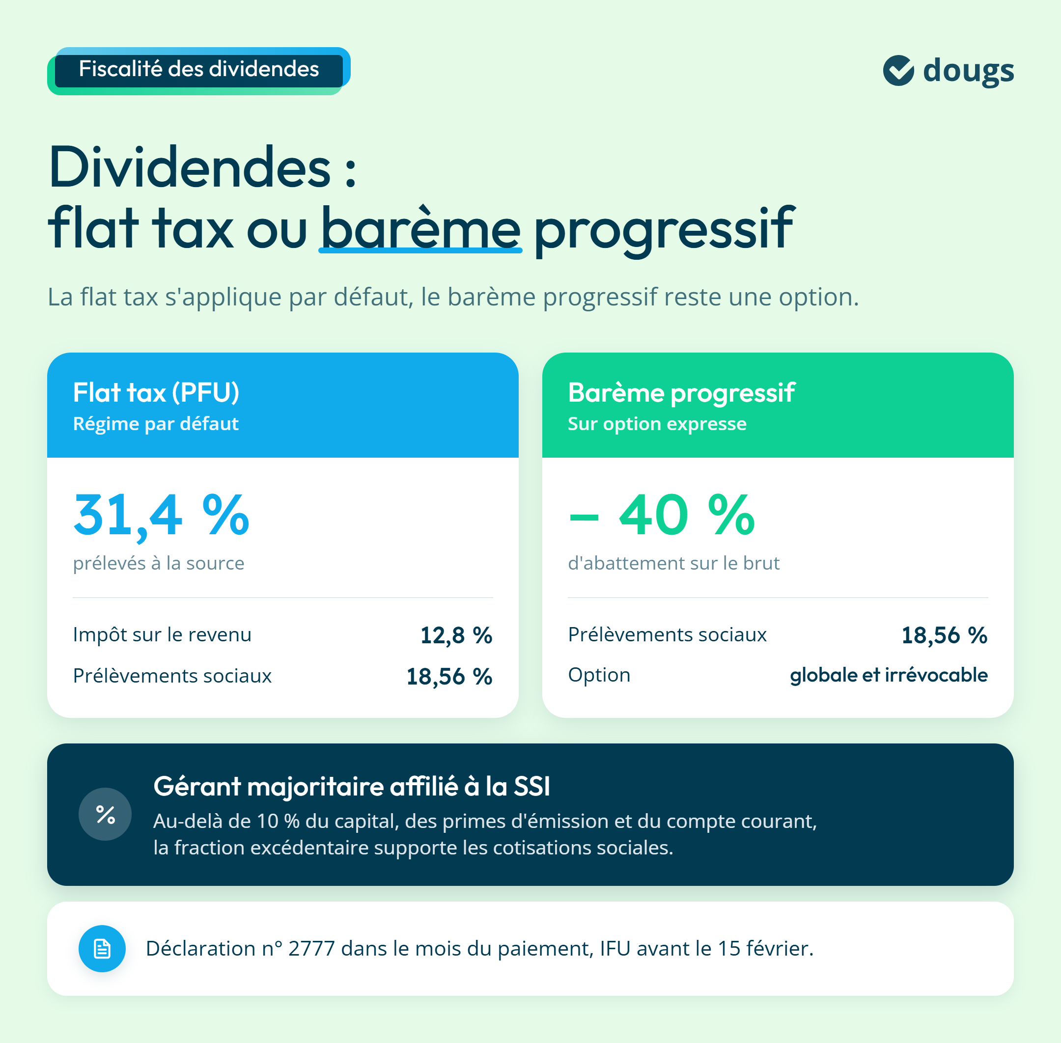 Infographie : Dividendes : flat tax ou barème progressif