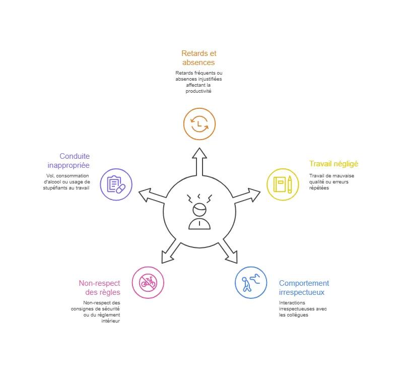 infographie : Quels sont les motifs d’un envoi de lettre d’avertissement pour mauvais comportement au travail