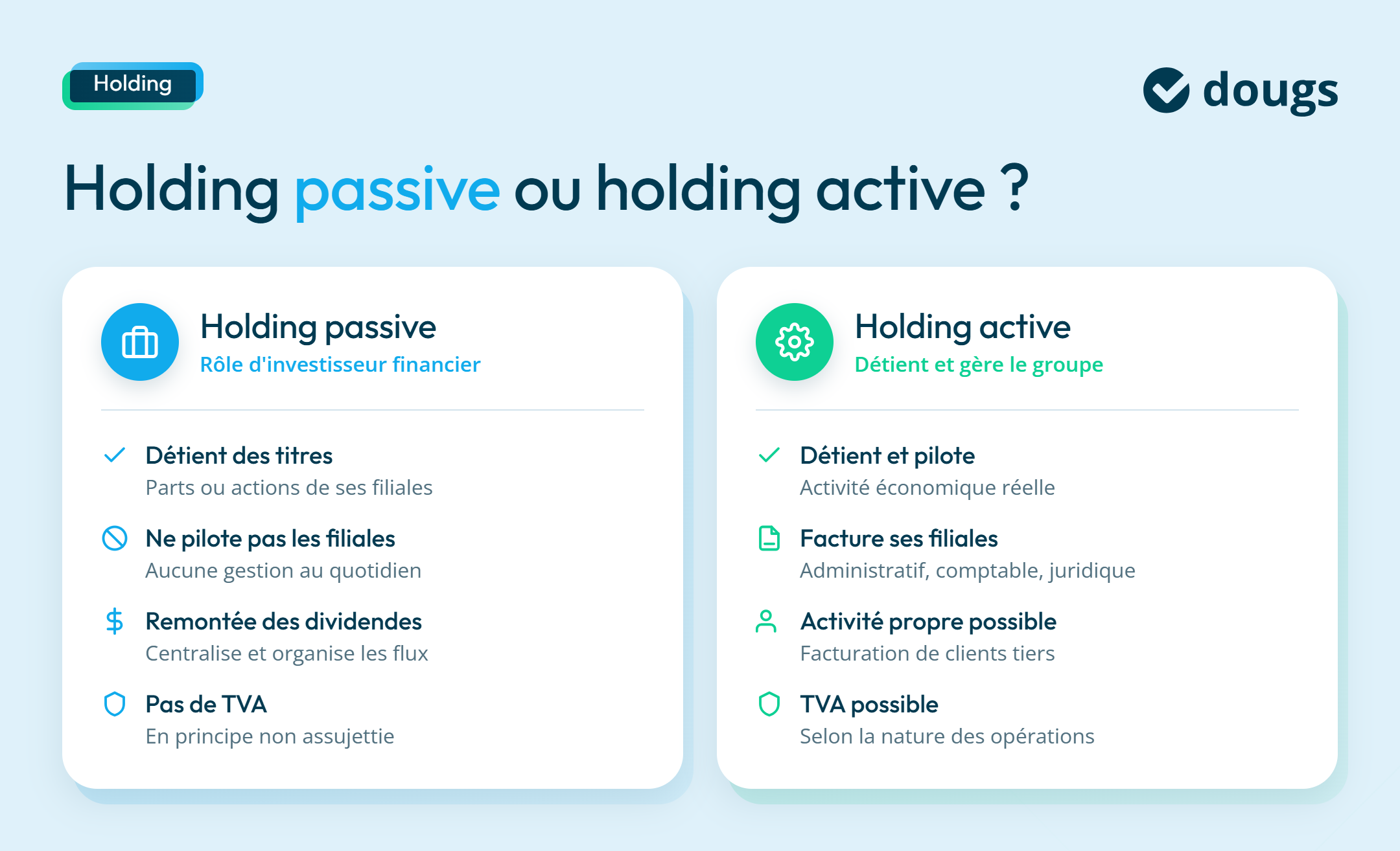 Infographie différence entre holding passive et holding active