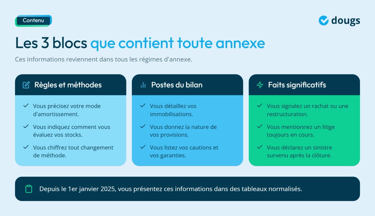 Infographie - Les 3 blocs que contient toute annexe