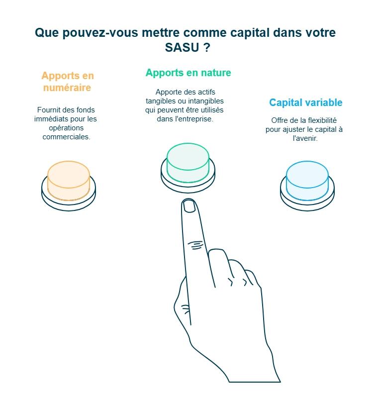 Infographie que pouvez-vous mettre comme capital dans votre SASU