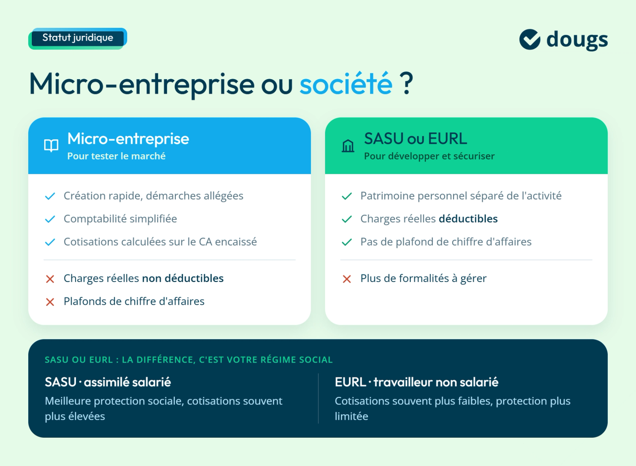 Infographie sur quel statut juridique choisir pour faire du dropshipping