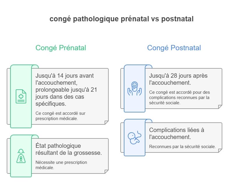 Infographie congé pathologique prénatal vs postnatal