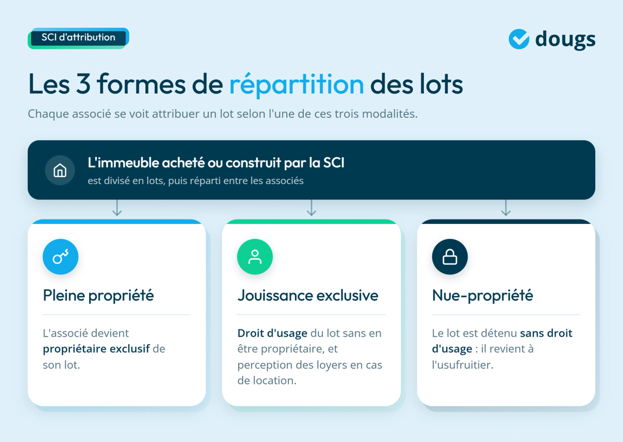 infographie sur les 3 formes de répartition des lots