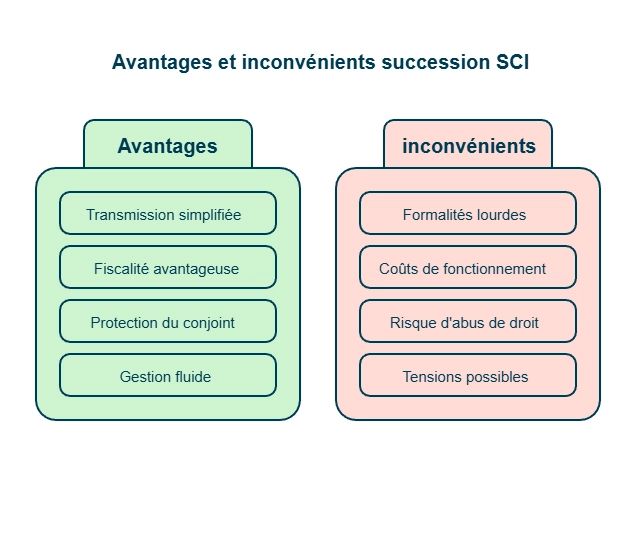 infographie sur les avantages et les inconvénients de la succession SCI
