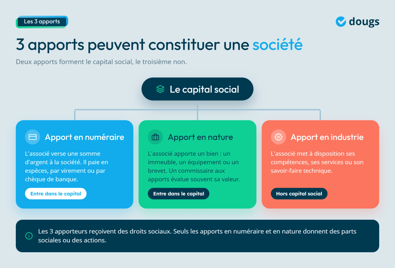 Infographie - 3 apports peuvent constituer une société